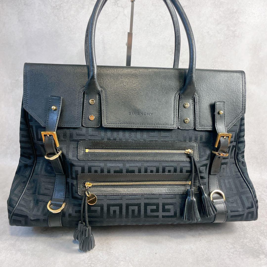 GIVENCHY Hand Bag Tote Purse Boston 4G Black Authentic
