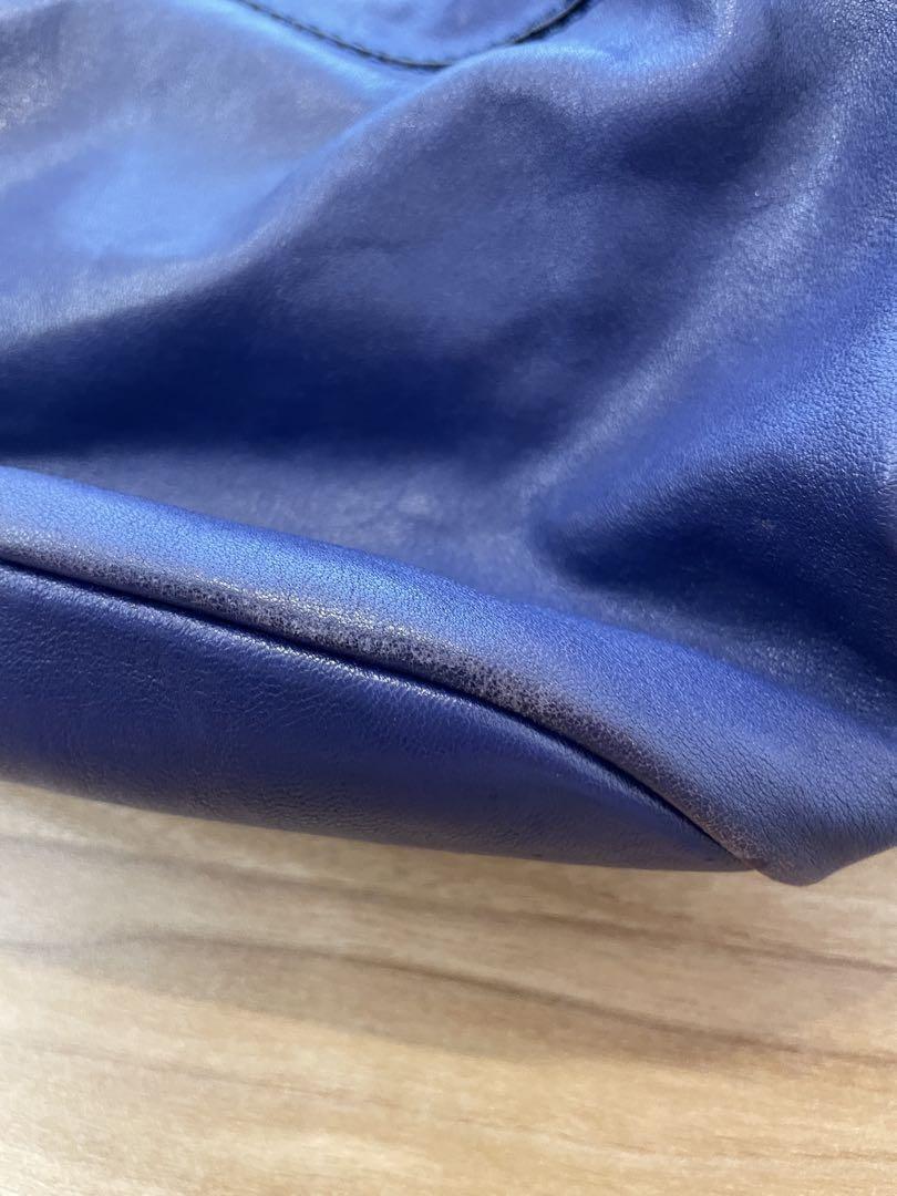 GIVENCHY Hand Bag Tote Purse Nightingale Leather Blue Authentic