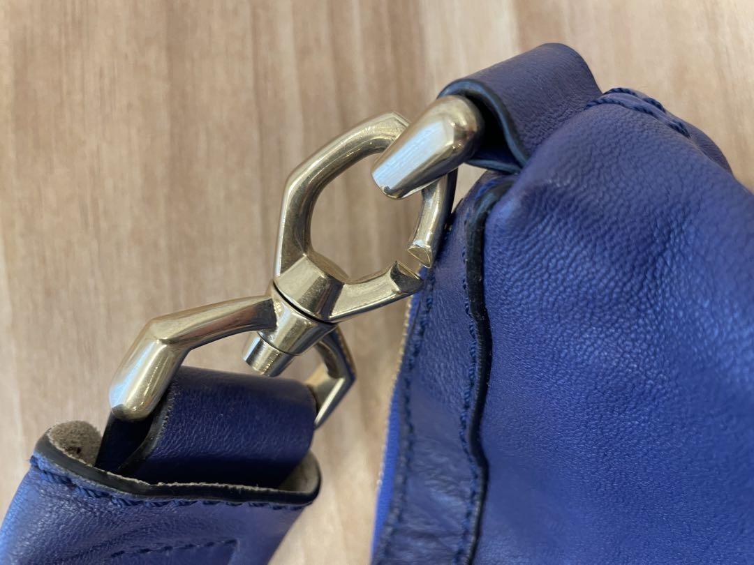 GIVENCHY Hand Bag Tote Purse Nightingale Leather Blue Authentic