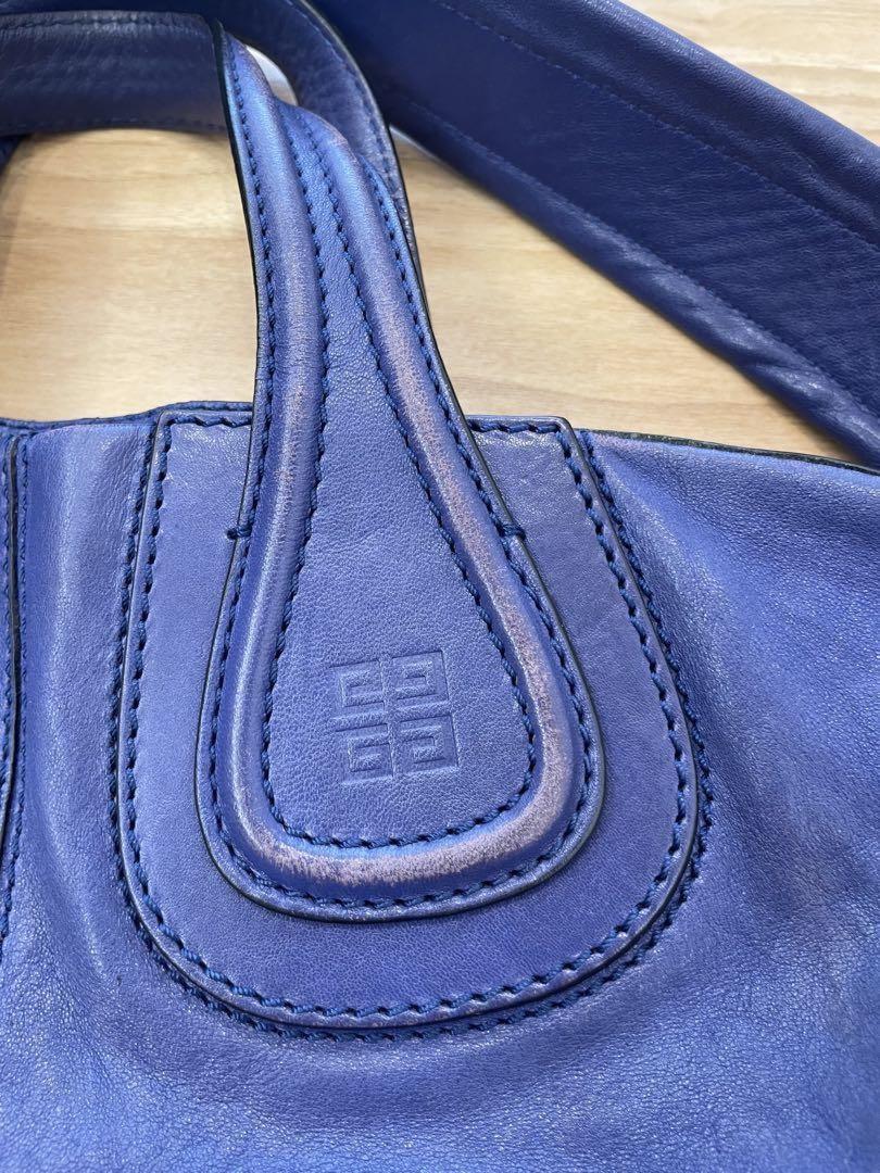 GIVENCHY Hand Bag Tote Purse Nightingale Leather Blue Authentic