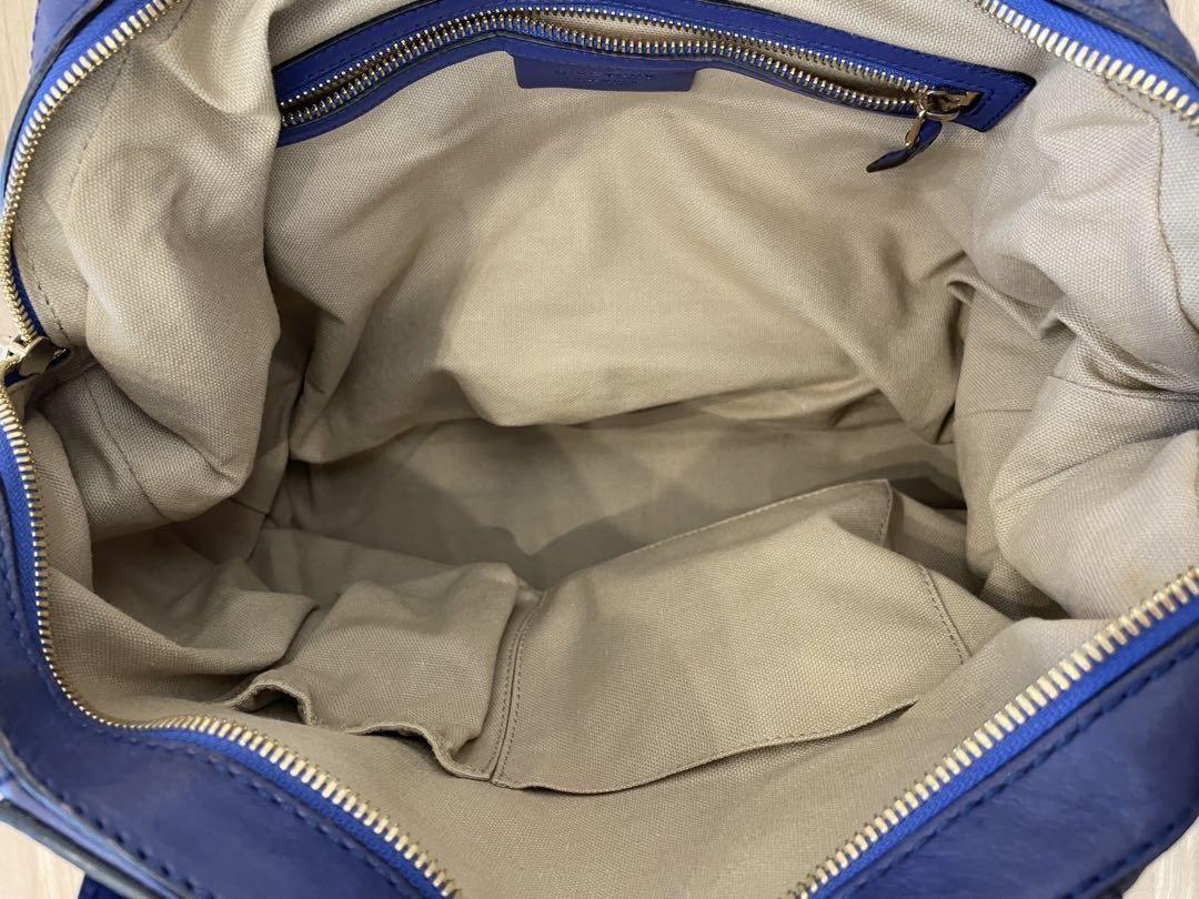 GIVENCHY Hand Bag Tote Purse Nightingale Leather Blue Authentic