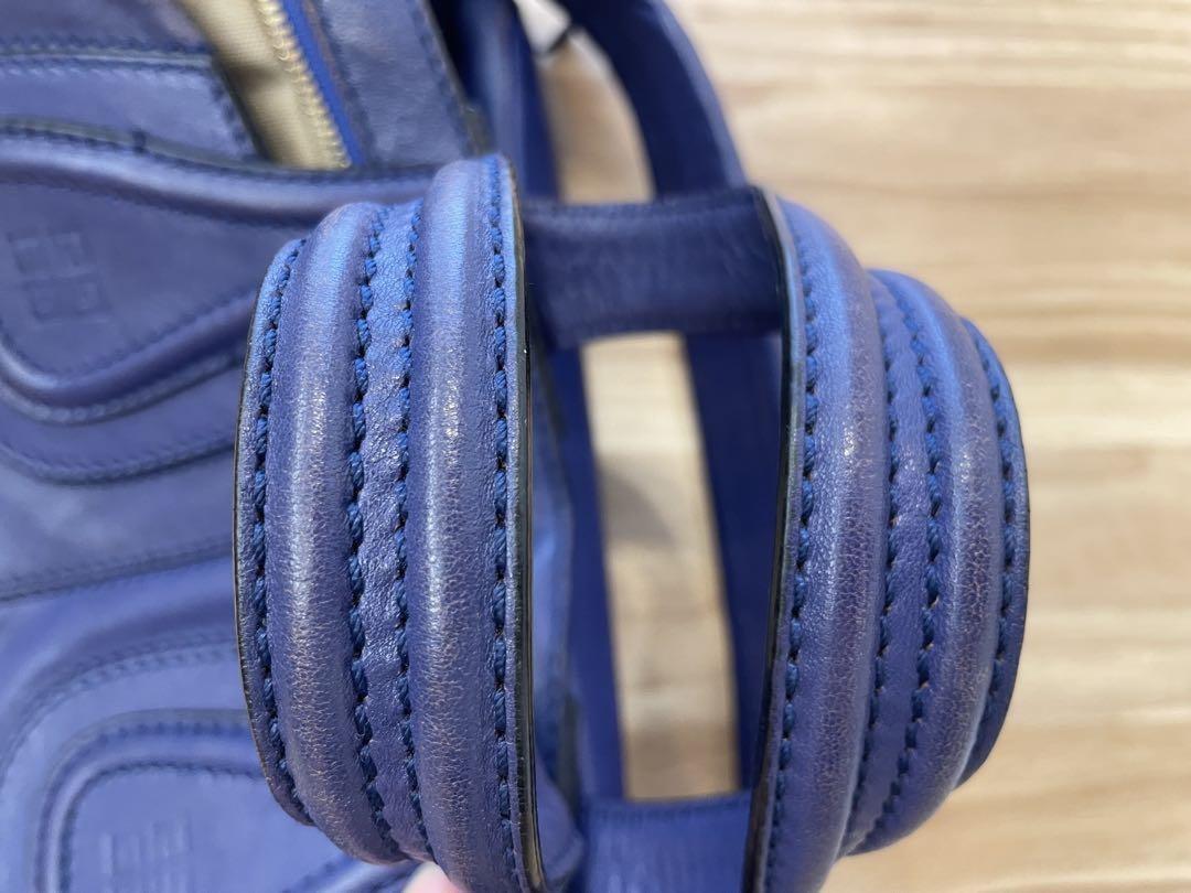 GIVENCHY Hand Bag Tote Purse Nightingale Leather Blue Authentic