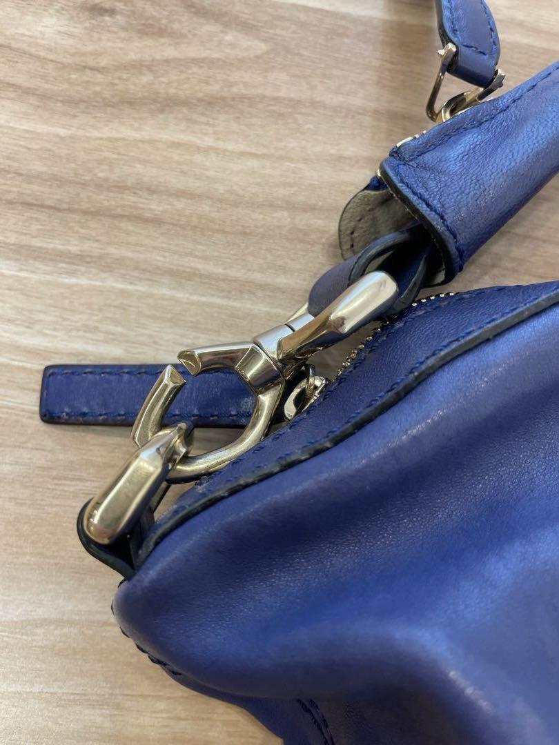 GIVENCHY Hand Bag Tote Purse Nightingale Leather Blue Authentic