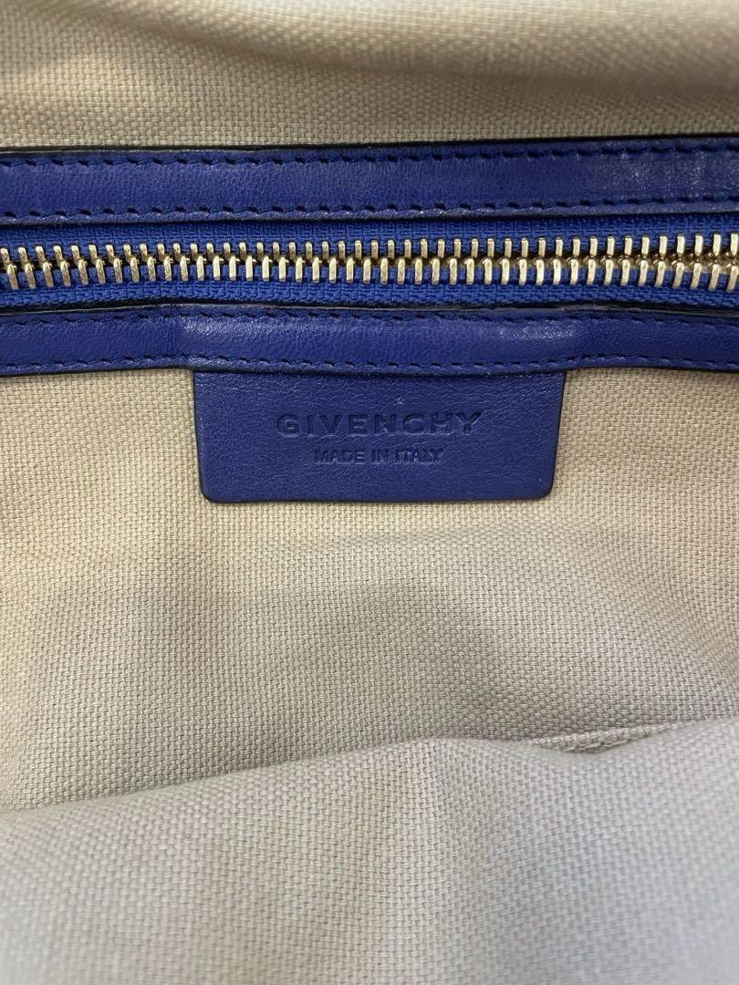 GIVENCHY Hand Bag Tote Purse Nightingale Leather Blue Authentic