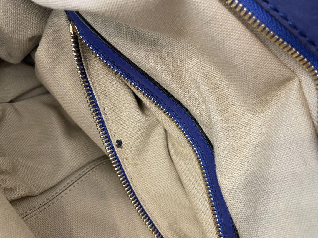 GIVENCHY Hand Bag Tote Purse Nightingale Leather Blue Authentic