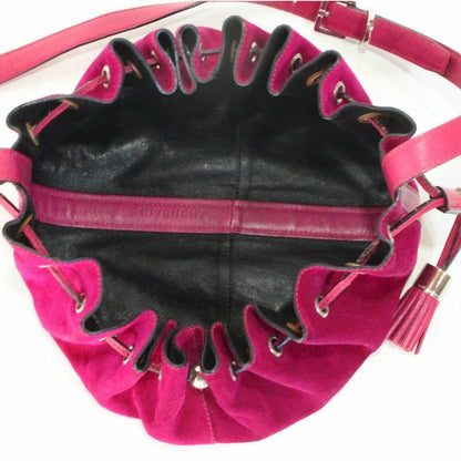 GIVENCHY Shoulder Bag Purse Suede Wine Red Authentic