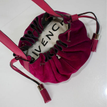 GIVENCHY Shoulder Bag Purse Suede Wine Red Authentic