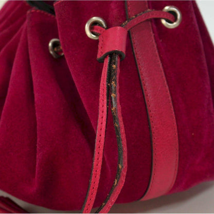 GIVENCHY Shoulder Bag Purse Suede Wine Red Authentic