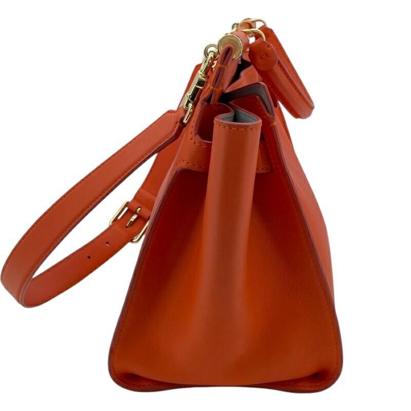 Dolce & Gabbana Hand Shoulder Bag Tote Purse 2way Leather Orange Authentic