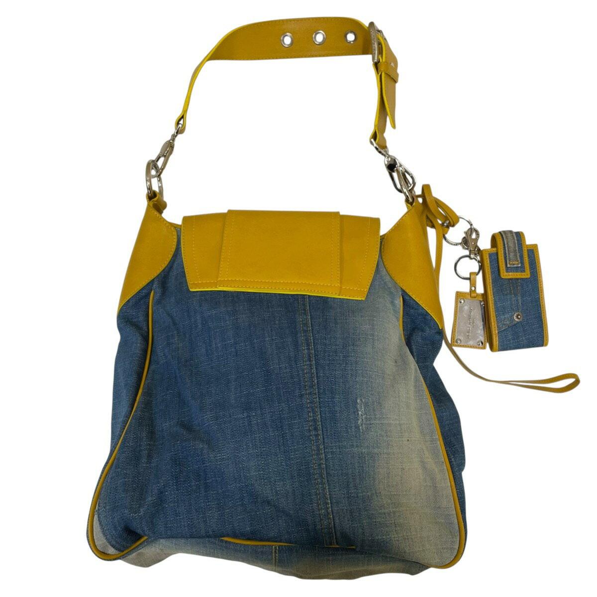 Dolce & Gabbana Shoulder Bag Purse Leopard Denim Indigo Authentic