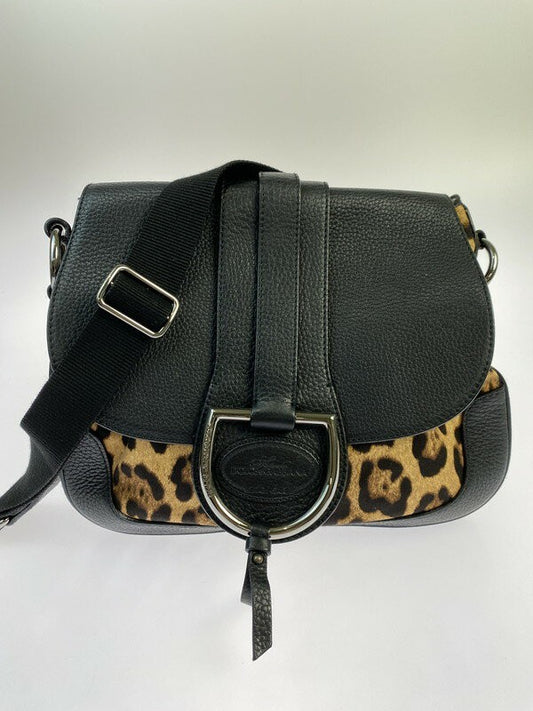 Dolce & Gabbana Shoulder Bag Purse Leopard Black Authentic
