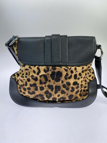 Dolce & Gabbana Shoulder Bag Purse Leopard Black Authentic