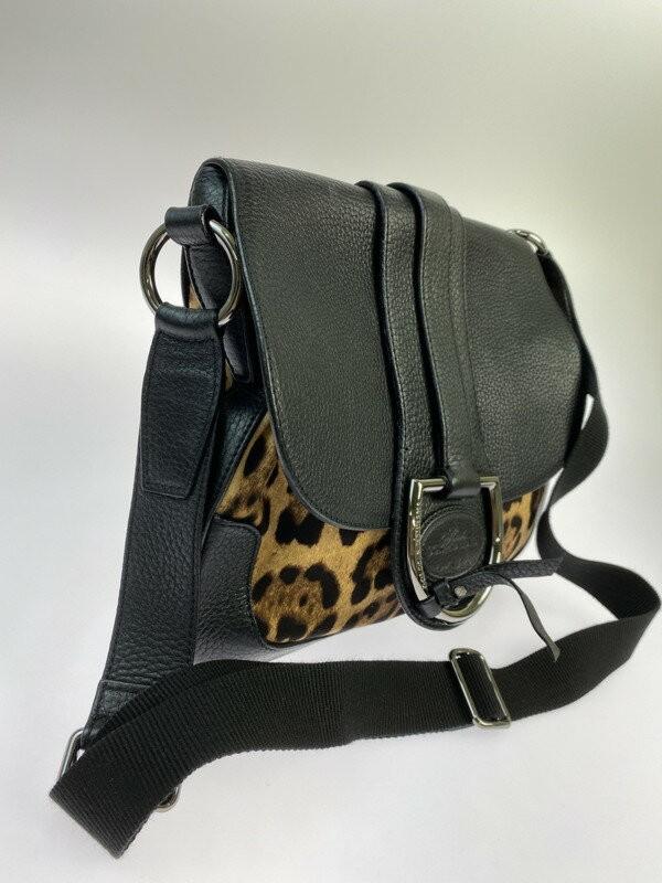 Dolce & Gabbana Shoulder Bag Purse Leopard Black Authentic
