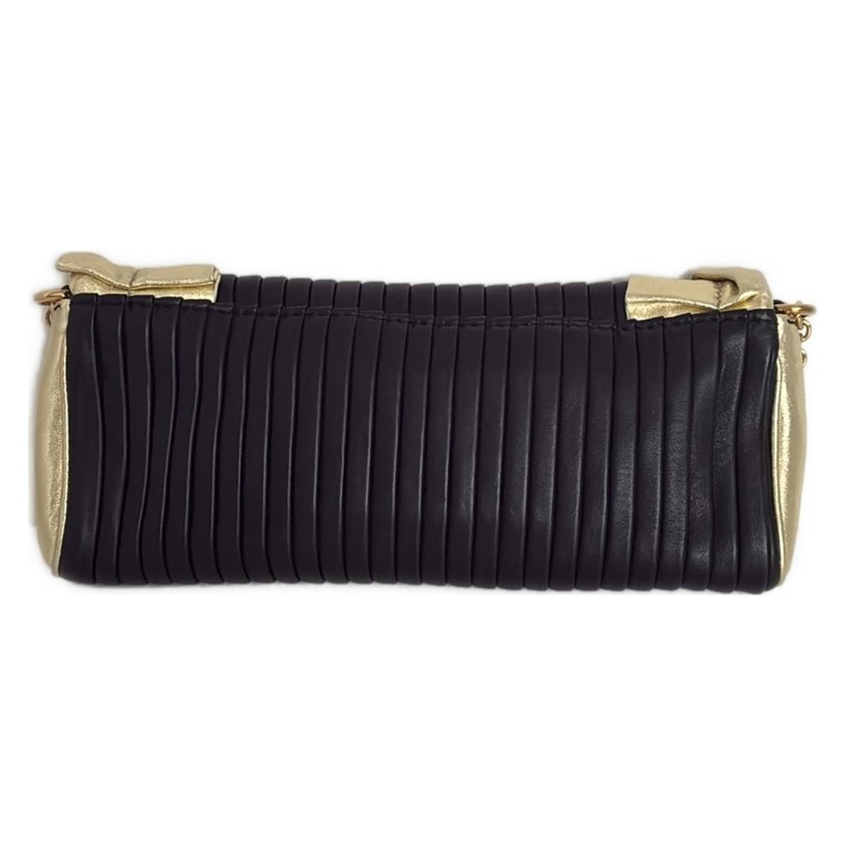 Dolce & Gabbana Shoulder Bag Purse Chain Leather Black Gold Authentic
