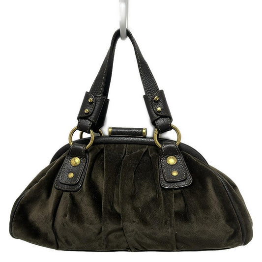 Dolce & Gabbana Hand Bag Tote Purse Leopard Velour Leather Dark Brown Authentic