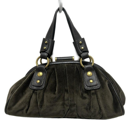 Dolce & Gabbana Hand Bag Tote Purse Leopard Velour Leather Dark Brown Authentic