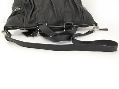 Dolce & Gabbana Hand Shoulder Bag Tote Purse 2way Leopard Leather Black Auth