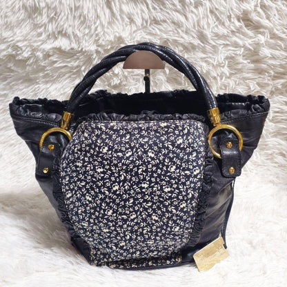 Dolce & Gabbana Hand Bag Tote Purse Leather Canvas Authentic