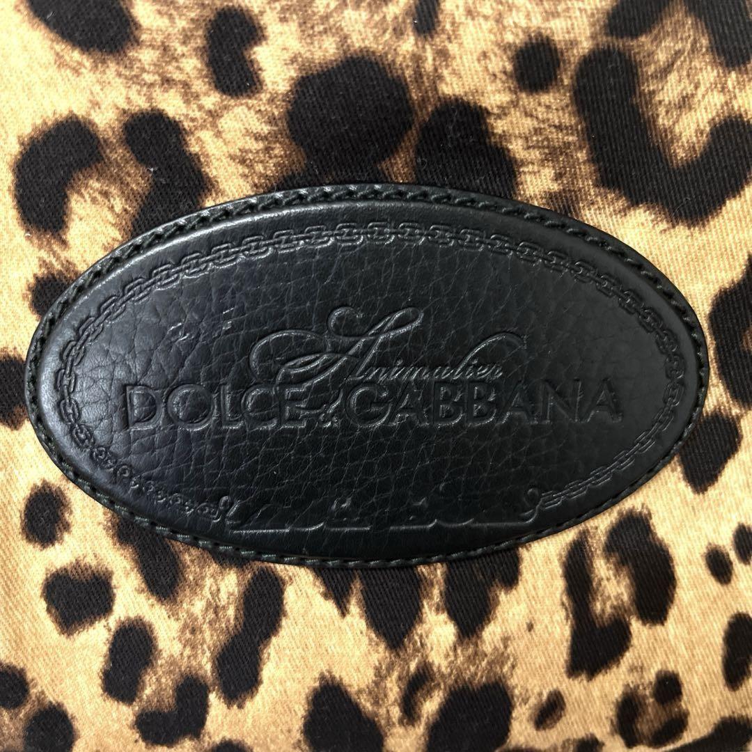 Dolce & Gabbana Hand Bag Tote Purse Leopard Leather Fabric Beige Black Authentic