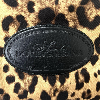 Dolce & Gabbana Hand Bag Tote Purse Leopard Leather Fabric Beige Black Authentic