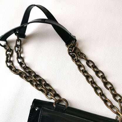 Dolce & Gabbana Hand Bag Tote Purse Chain Black Authentic