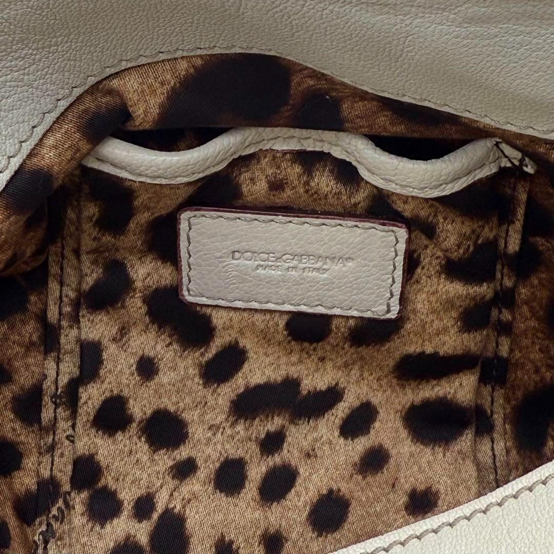 Dolce & Gabbana Hand Shoulder Bag Tote Purse 2way Leopard Canvas Beige Authentic