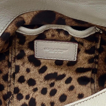 Dolce & Gabbana Hand Shoulder Bag Tote Purse 2way Leopard Canvas Beige Authentic