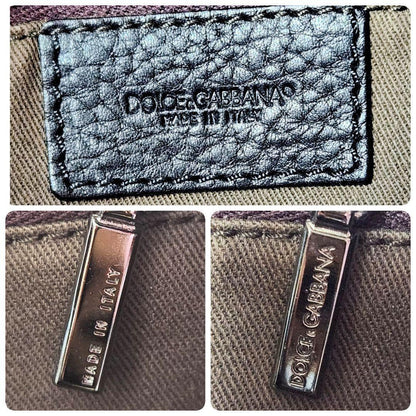 Dolce & Gabbana Shoulder Bag Purse Leopard Leather Canvas Brown Black Authentic