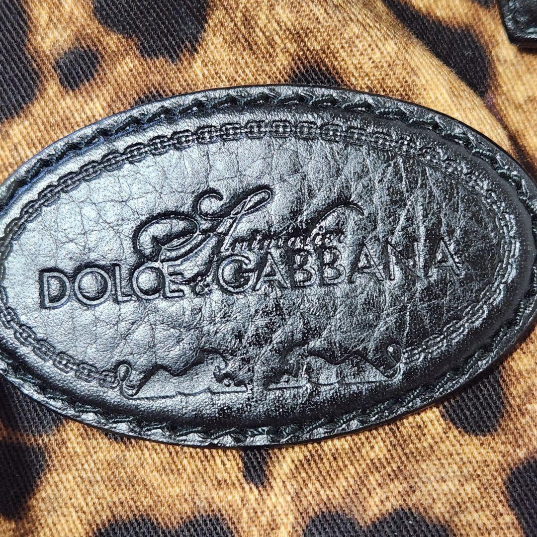 Dolce & Gabbana Shoulder Bag Purse Leopard Leather Canvas Brown Black Authentic