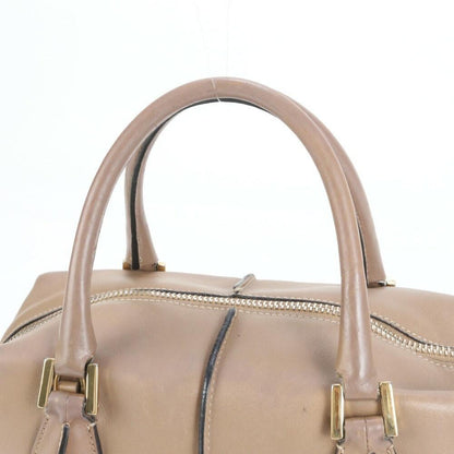 TOD'S Hand Shoulder Bag Tote Purse 2way D Cube Leather Beige Authentic