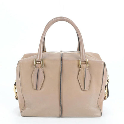 TOD'S Hand Shoulder Bag Tote Purse 2way D Cube Leather Beige Authentic