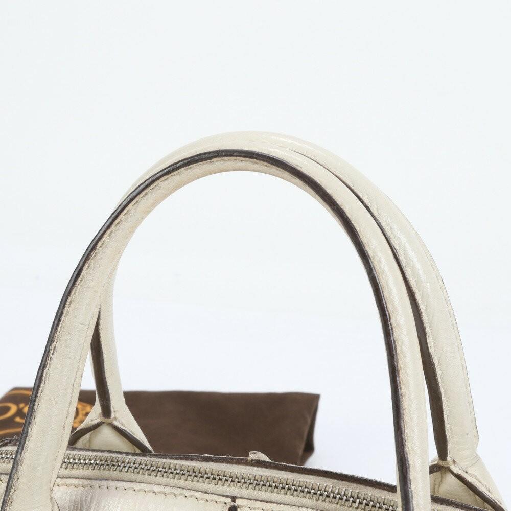TOD'S Hand Shoulder Bag Tote Purse 2way D-Styling Leather White Authentic