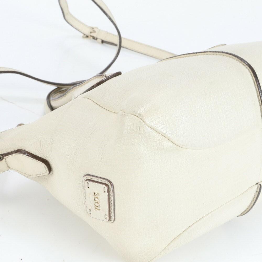TOD'S Hand Shoulder Bag Tote Purse 2way D-Styling Leather White Authentic