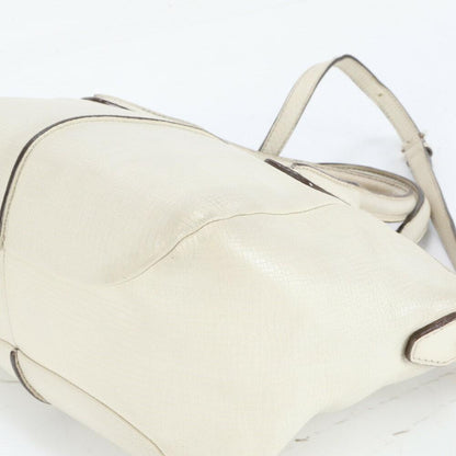 TOD'S Hand Shoulder Bag Tote Purse 2way D-Styling Leather White Authentic