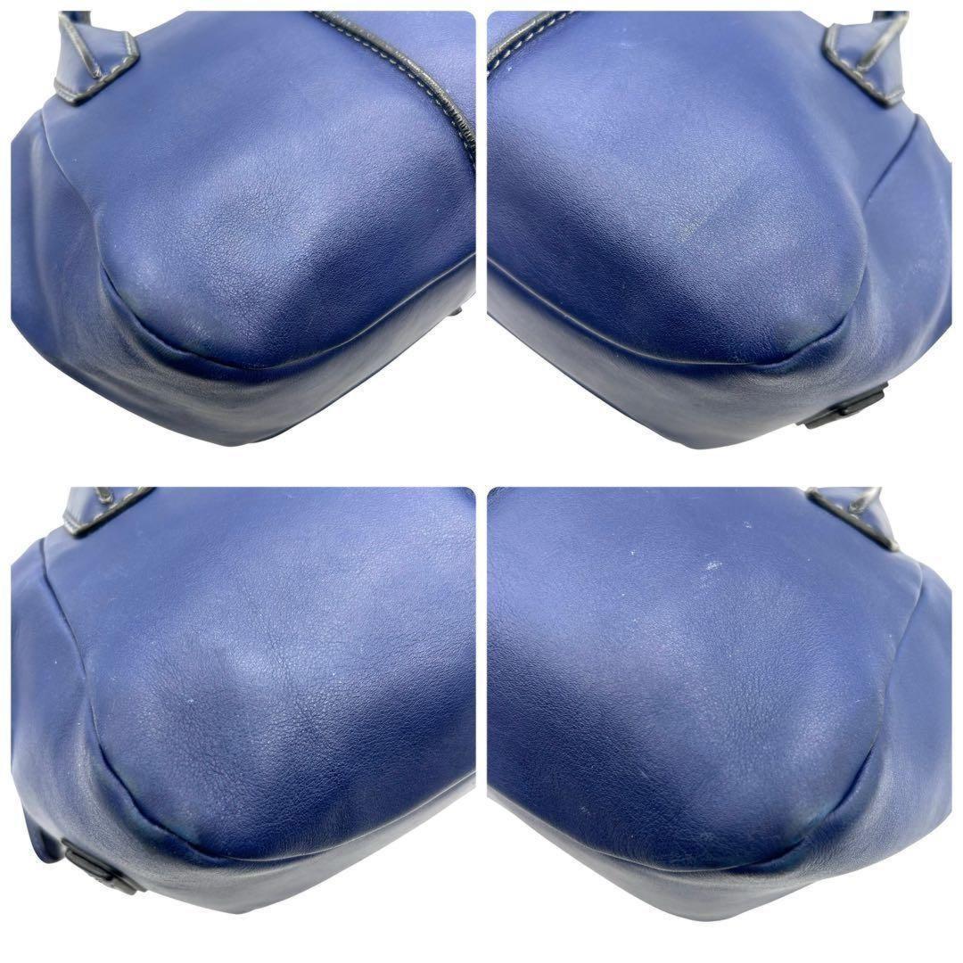 TOD'S Hand Shoulder Bag Tote Purse 2way D-Styling Leather Blue Authentic
