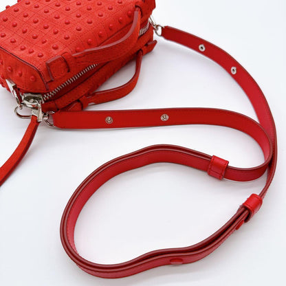 TOD'S Hand Shoulder Bag Tote Purse 2way Leather Suede Red Authentic