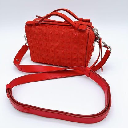 TOD'S Hand Shoulder Bag Tote Purse 2way Leather Suede Red Authentic