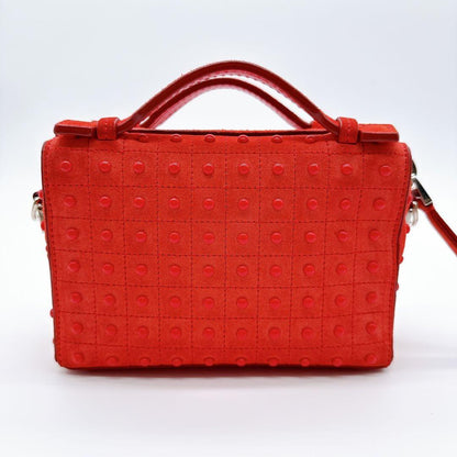 TOD'S Hand Shoulder Bag Tote Purse 2way Leather Suede Red Authentic