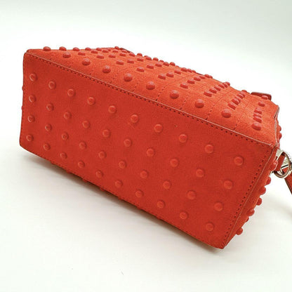 TOD'S Hand Shoulder Bag Tote Purse 2way Leather Suede Red Authentic