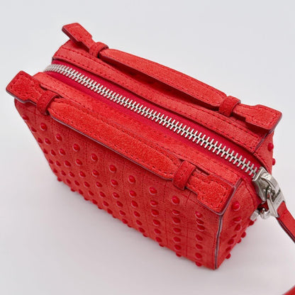 TOD'S Hand Shoulder Bag Tote Purse 2way Leather Suede Red Authentic