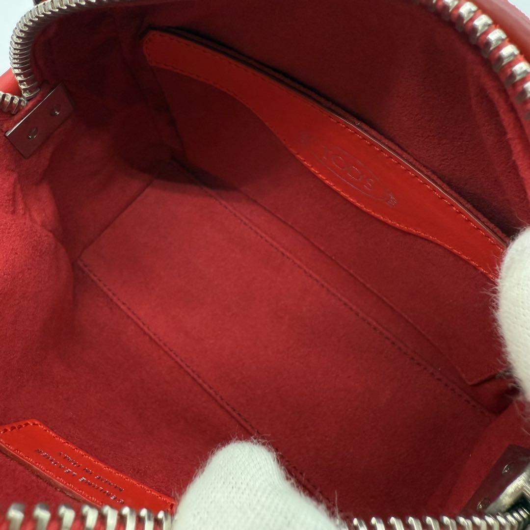TOD'S Hand Shoulder Bag Tote Purse 2way Leather Suede Red Authentic