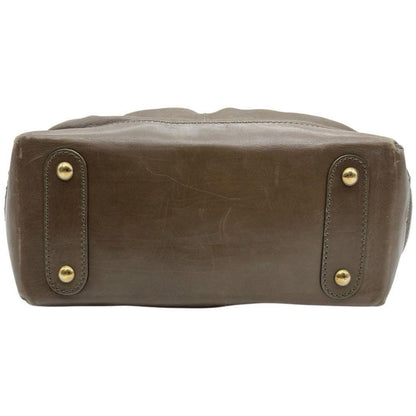 TOD'S Hand Bag Tote Purse Mini Boston Leather Brown Authentic