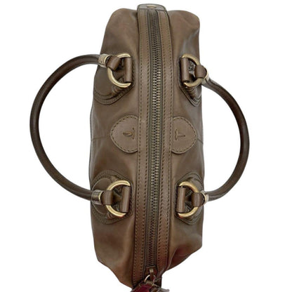 TOD'S Hand Bag Tote Purse Mini Boston Leather Brown Authentic