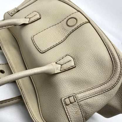 TOD'S Hand Bag Tote Purse Leather Off White Authentic