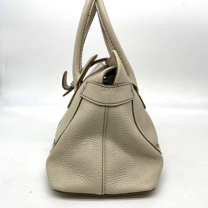 TOD'S Hand Bag Tote Purse Leather Off White Authentic
