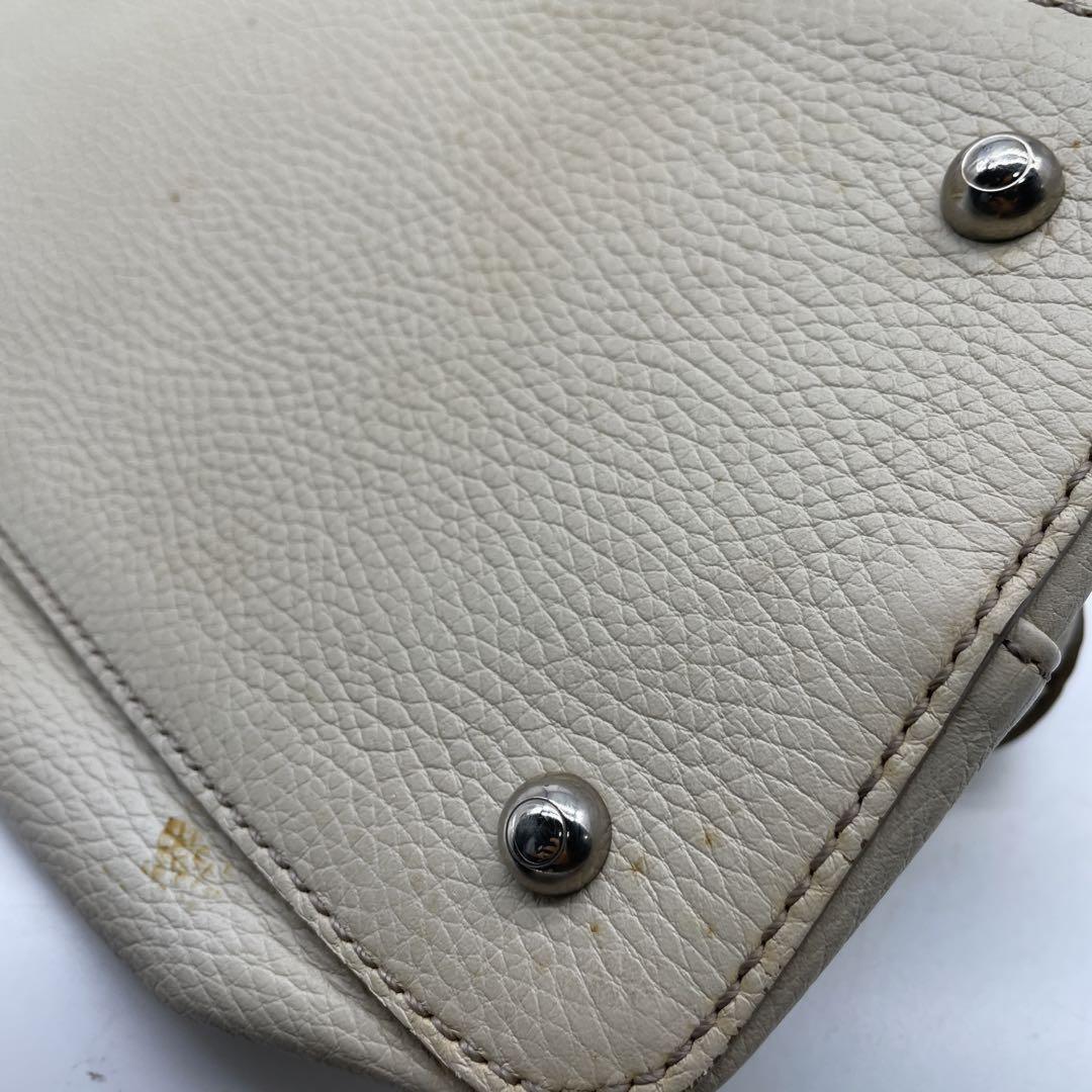 TOD'S Hand Bag Tote Purse Leather Off White Authentic