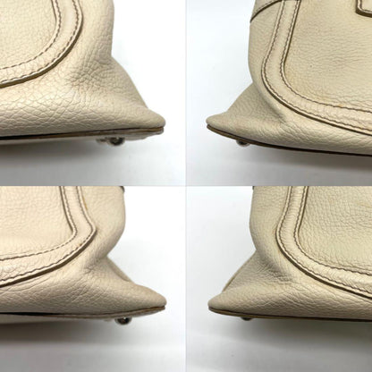 TOD'S Hand Bag Tote Purse Leather Off White Authentic