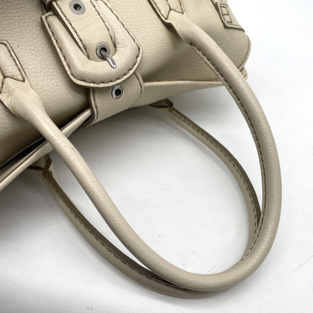 TOD'S Hand Bag Tote Purse Leather Off White Authentic