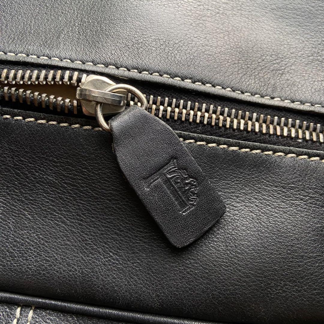 TOD'S Hand Shoulder Bag Tote Purse Logo Leather Black Authentic