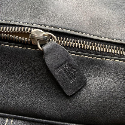 TOD'S Hand Shoulder Bag Tote Purse Logo Leather Black Authentic